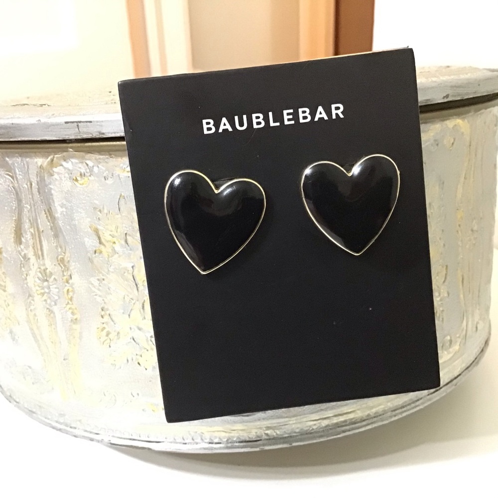 1Inch Baublebar Black Gold Stud Earrings